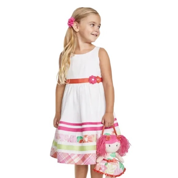 Girls Border Striped Dress - Fairy Blossom